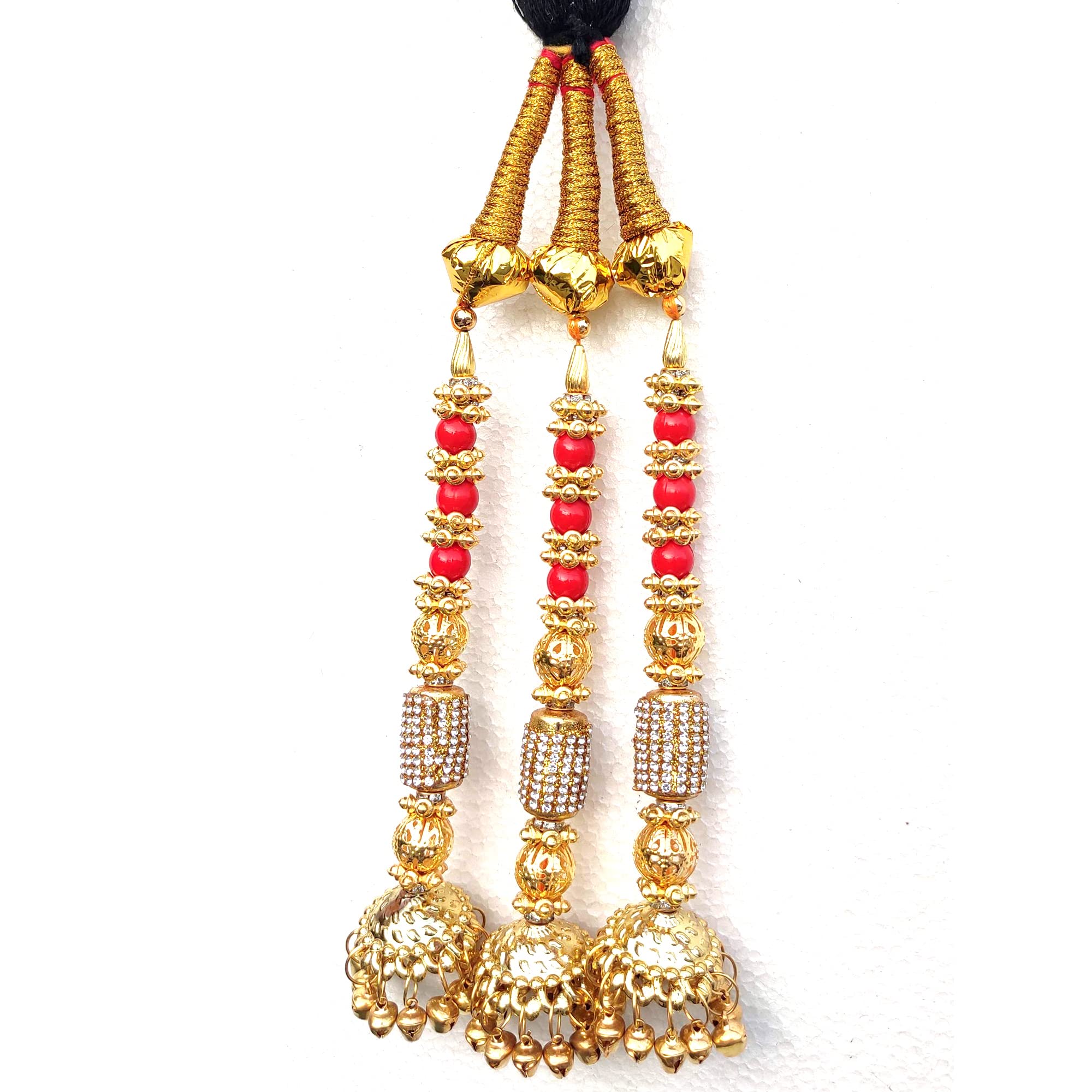 Unik One Piece Long Length Beautiful Paranda Hair Accessory Braid Tassels for Girls & Women - Golden Standard Size | Perfect for Weddings, Parties & Boho Fashion Styles