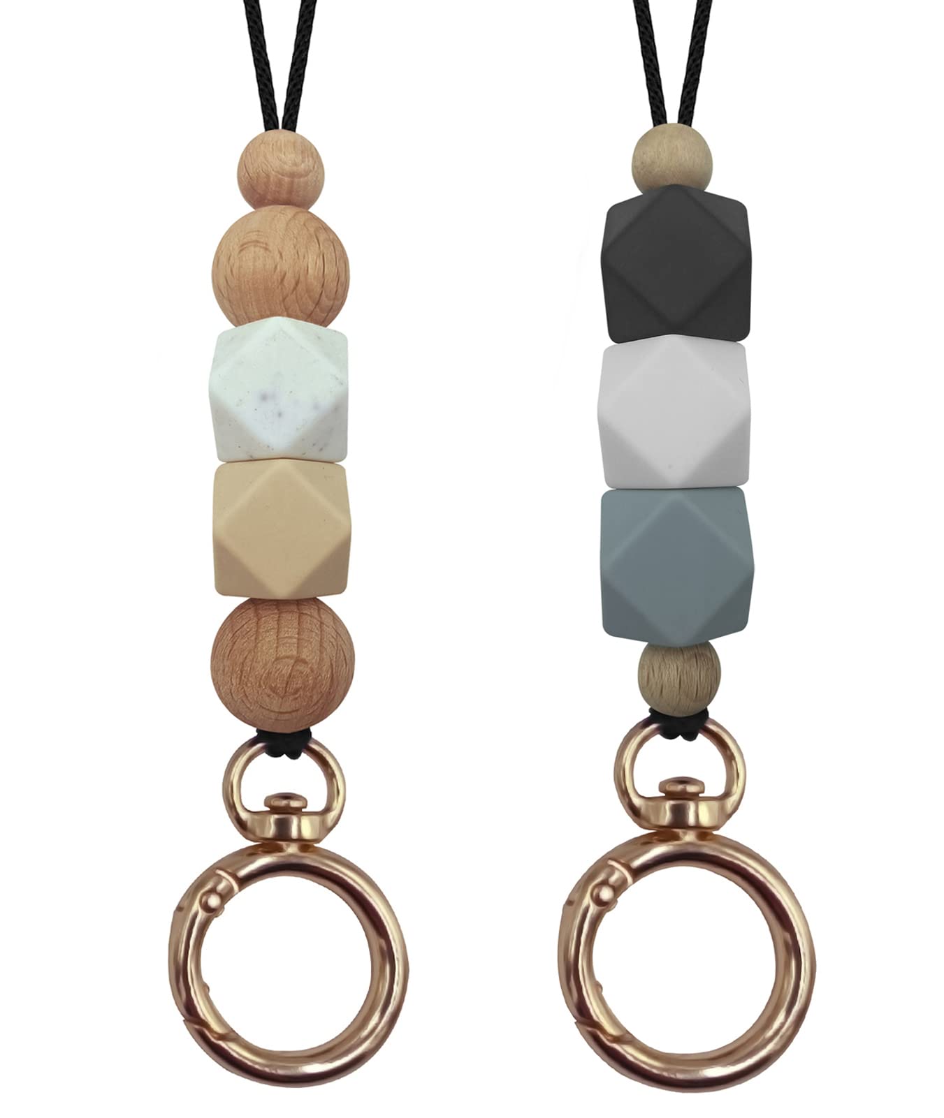 Cute Silicone Beaded Lanyard for Teachers & Students - ID Badge & Key Holder (2pcs) - Perfect for School & Office Use