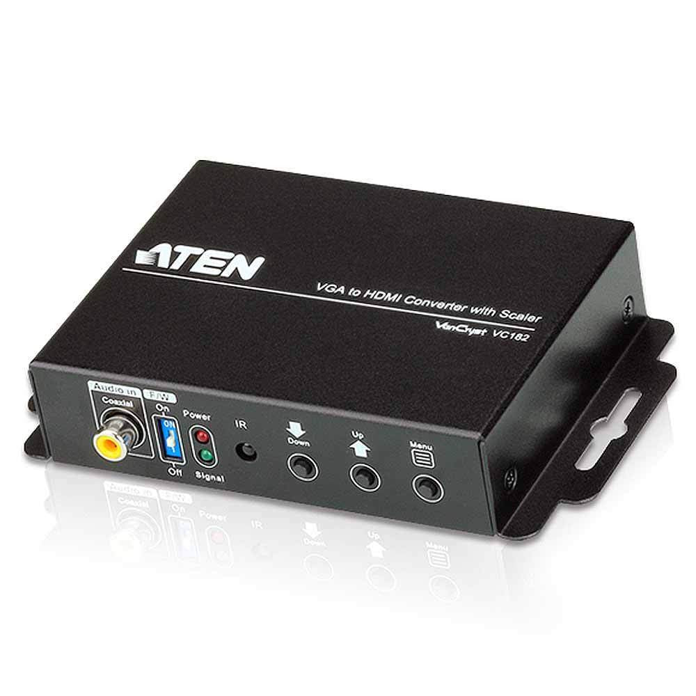 Aten VC182 VGA to HDMI Converter with Audio & Scaler - 1080p Video Adapter for Windows & Mac - Perfect for Home Theater, Gaming & Office Presentations