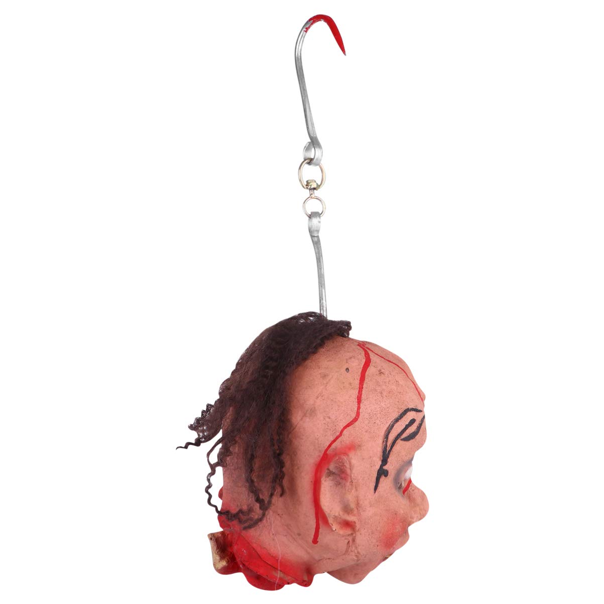 EXCEART Halloween Decorations - Realistic Severed Zombie Head with Animated Features & Alloy Tiara - Scary Hanging Prop for Haunted Houses, Yard Displays & Horror Parties