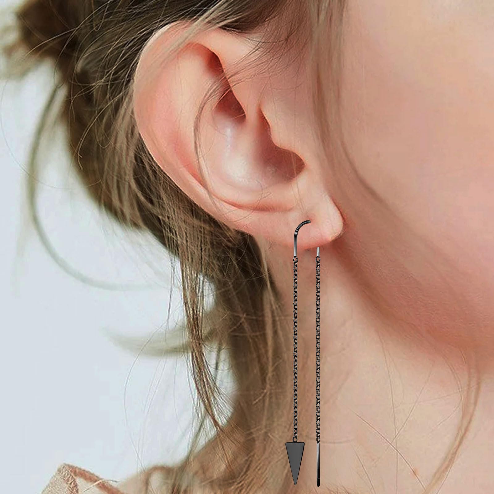 Hypoallergenic Threader Earrings for Women - Triangle Dangle Drop Earrings with Double Piercing Design - Perfect Gift for Birthdays, Anniversaries & Special Occasions - Great for Parties, Date Nights & Everyday Wear