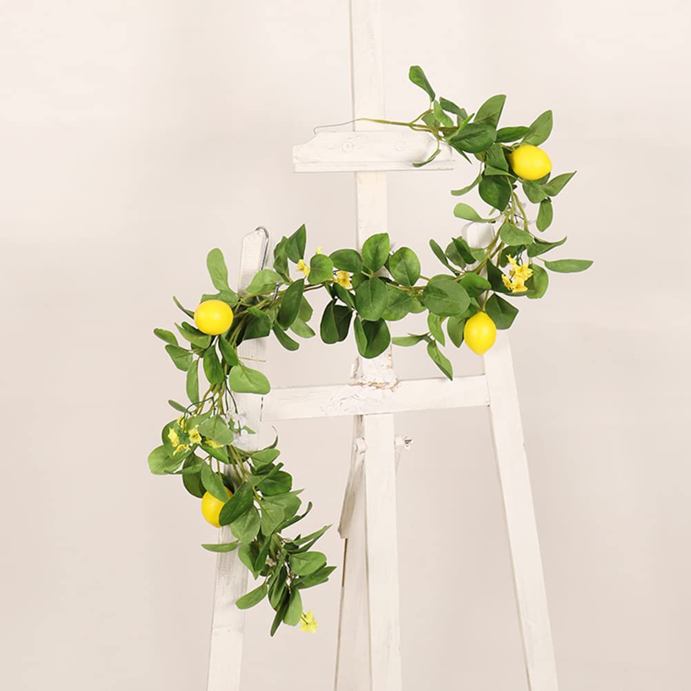 Bestoyard Artificial Lemon Garland - Faux Lemon Wreath with Green Leaves for Wedding, Spring & Home Decor - Yellow Silk Flower Branch for Door Hanging, Table Centerpiece & Wall Decoration