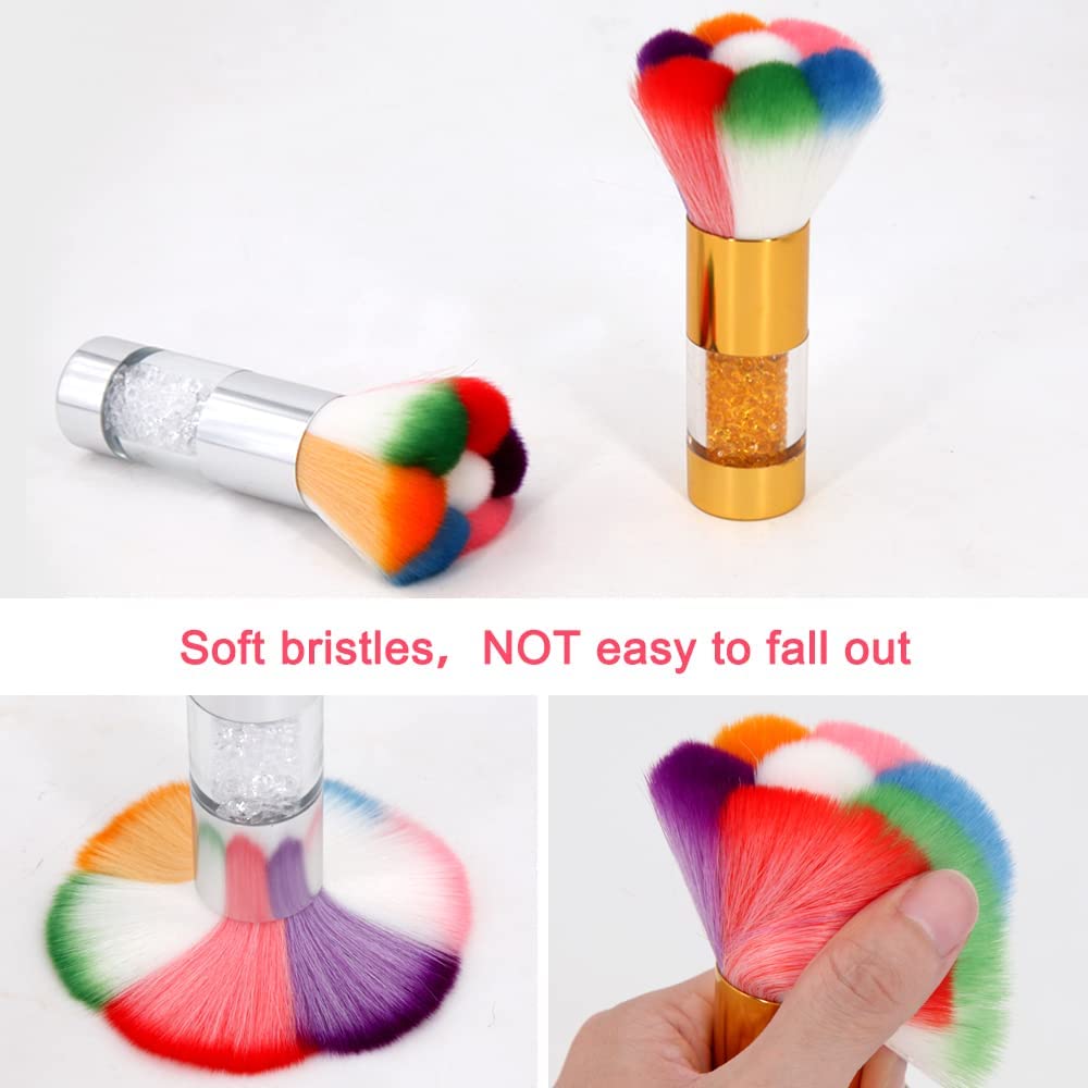 KIRa Nail Art Dust Remover Brush - 2 Pack Professional Nail Powder Cleaner for Acrylic & UV Gel, Rhinestones & Makeup - Perfect for Salon, Home Manicures & Nail Art Designs