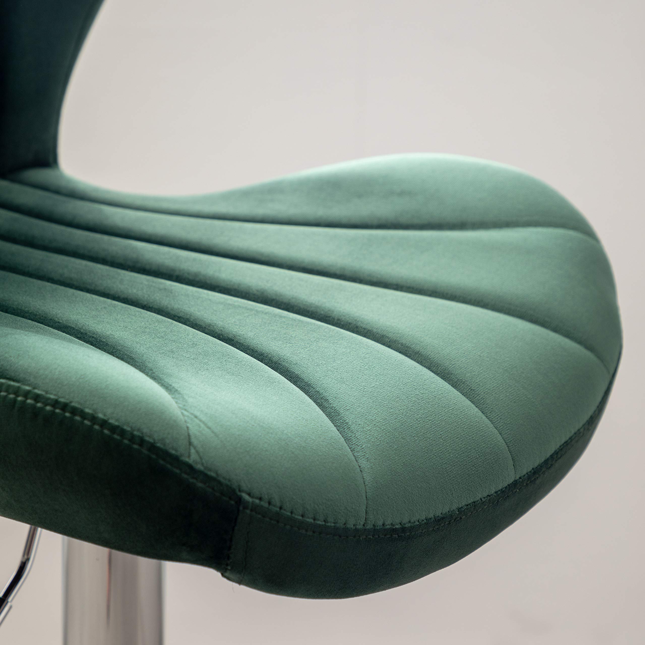 Roundhill Furniture Ellston Velvet Adjustable Swivel Bar Stools - Set of 2, Green Velvet Upholstery, Counter Height Stools for Kitchen Island, Bar or Breakfast Nook