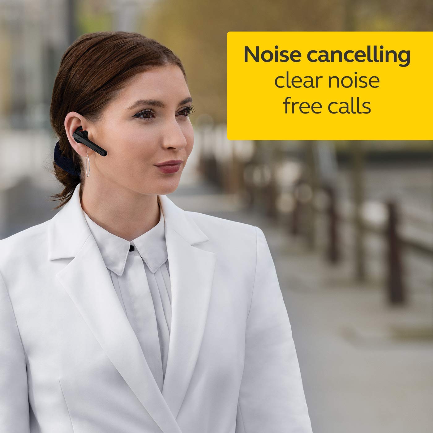 Jabra Talk 45 Bluetooth Headset - HD Hands-Free Calls, Dual Mic Noise Cancellation, 1-Touch Voice Control & Music Streaming (Black) - Perfect for Office, Driving & Remote Work