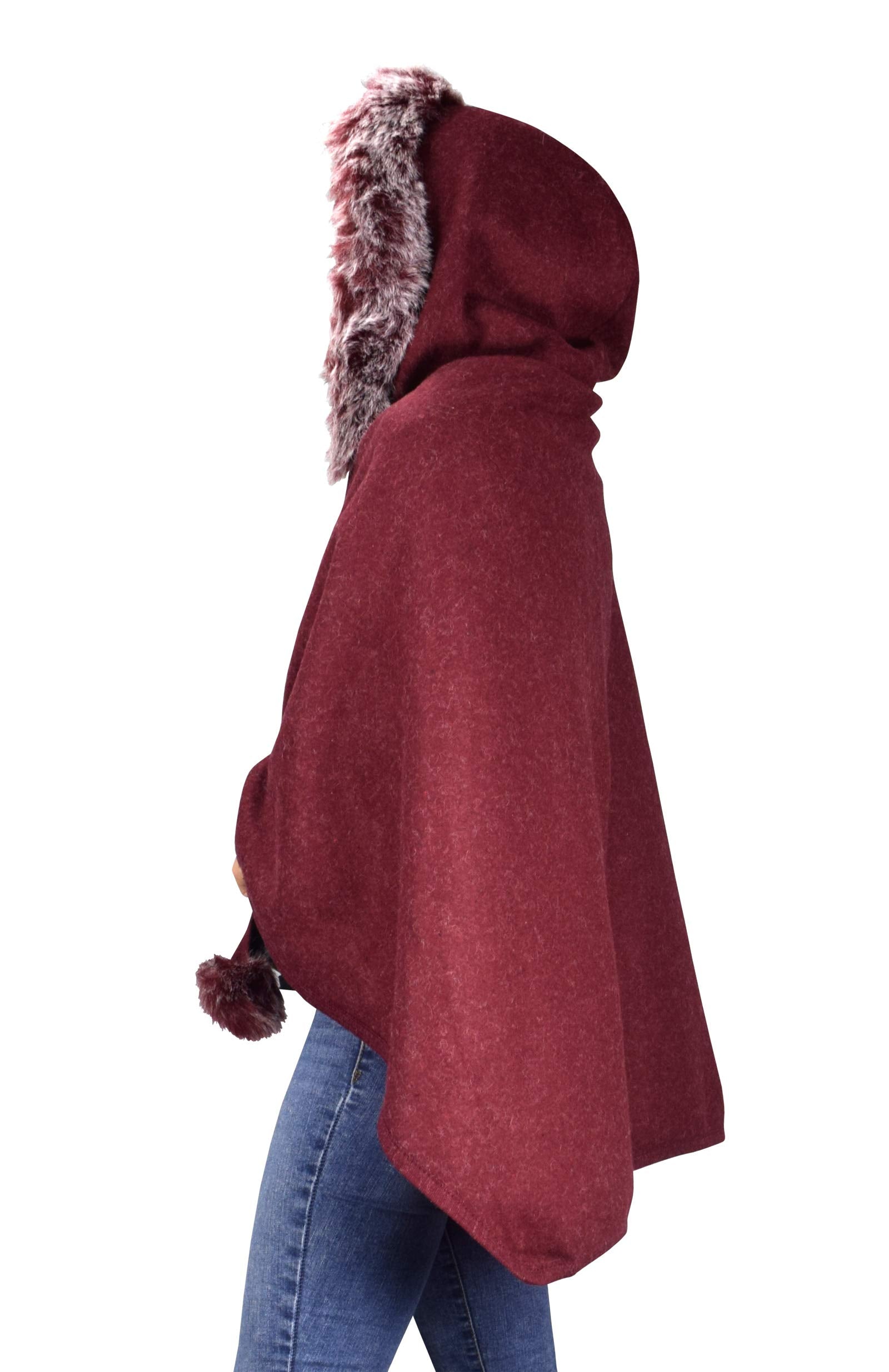 Women's Faux Fur Poncho Sweater - Cozy Oversized Pullover Cape for Fall & Winter - Perfect for Casual Outfits, Lounging at Home, and Outdoor Activities