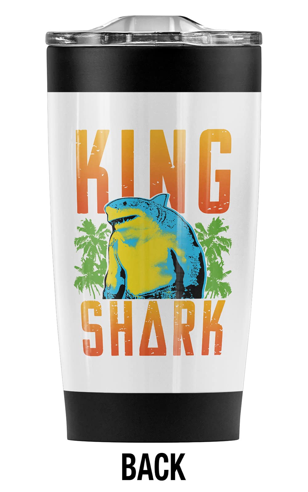 LOGOVISION Suicide Squad 2 Shark Surf Stainless Steel Tumbler 20oz - Vacuum Insulated Double Wall Coffee Travel Mug with Leakproof Sliding Lid - Keeps Hot & Cold Beverages Perfect Temperature - Ideal for Office, Gym, Camping & Road Trips