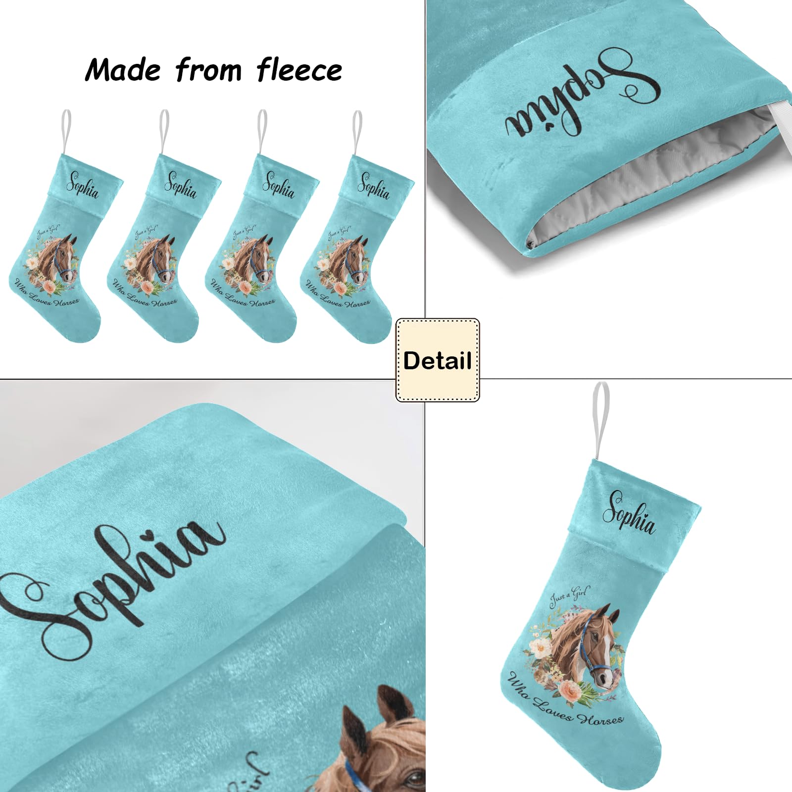 Personalized Horse Lovers Christmas Stocking with Name - Custom Holiday Gift for Boys, Girls & Pets (17.52 x 7.87 Inch) - Perfect for Fireplace Decor, Christmas Tree Hanging & Festive Gift Giving