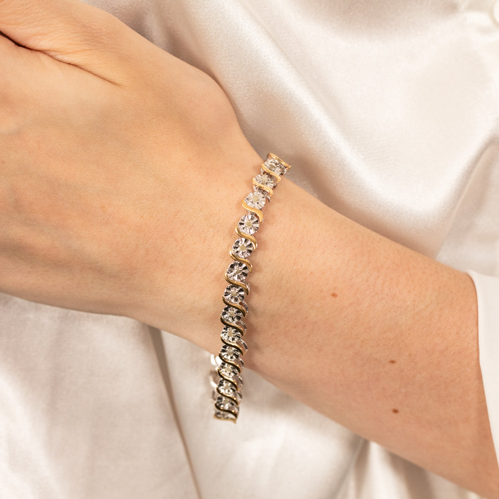 1 Carat Diamond Bracelet in Two-Toned Sterling Silver - Elegant Jewelry for Women, Anniversary & Wedding Gift - Perfect for Special Occasions & Evening Events