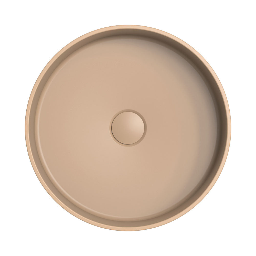 Fienza CSB802D Minka Round Solid Surface Above Counter Bathroom Sink, Dusk Finish – Modern Vanity Basin for Contemporary Home & Hotel Decor