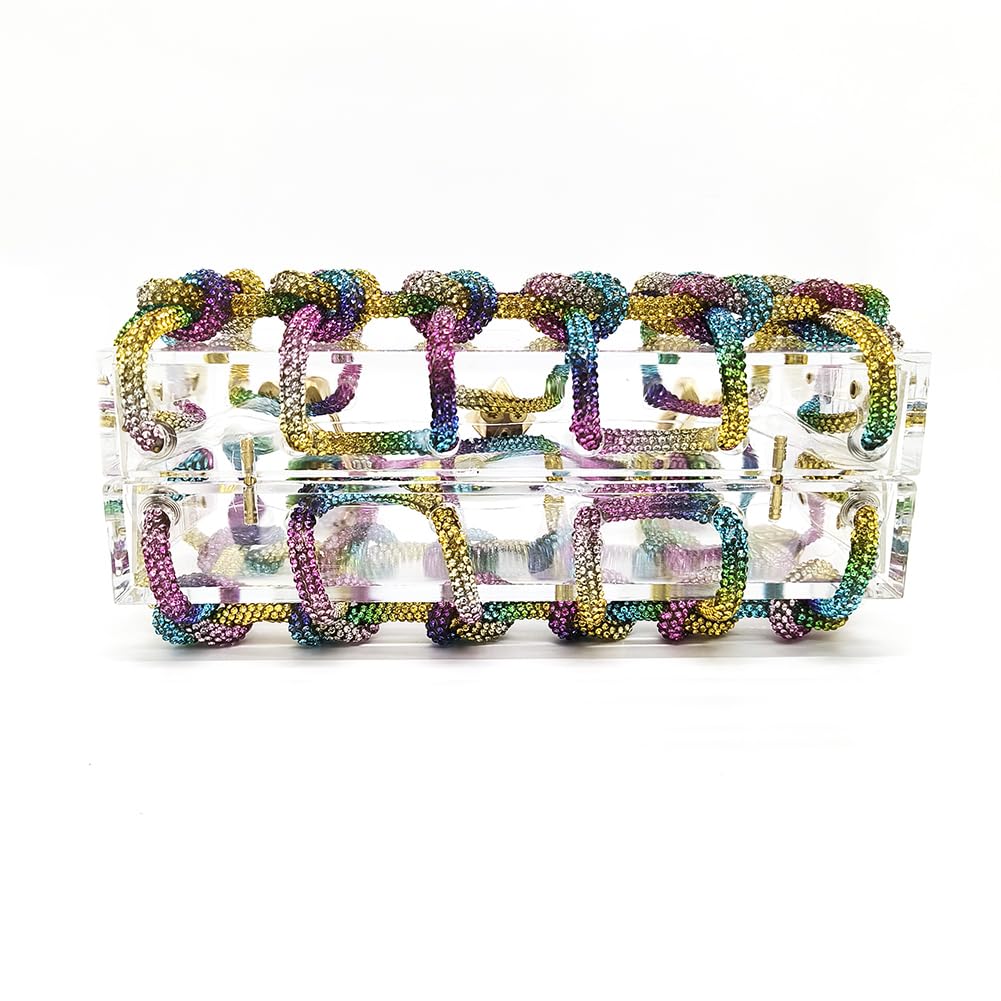Sparkling Rhinestone Acrylic Clutch Purse for Women - Clear Crystal Evening Bag with Glitter Design for Wedding, Prom & Cocktail Parties - Elegant Accessory for Special Occasions & Formal Events