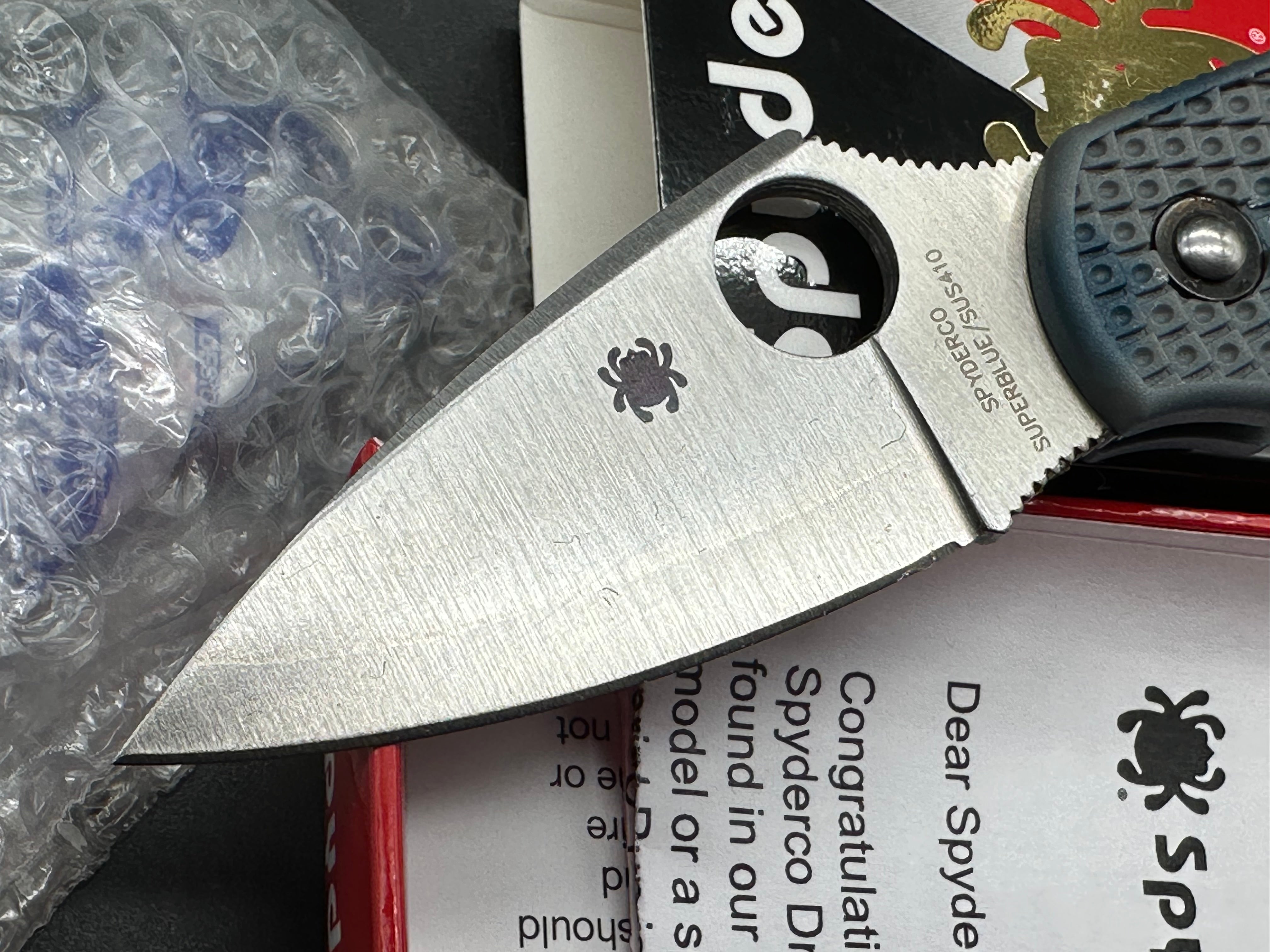 Spyderco Dragonfly Folding Knife - Zome Blue/Gray FRN Handle, Satin Superblue Steel Blade - New in Box - Perfect for EDC, Camping & Outdoor Activities