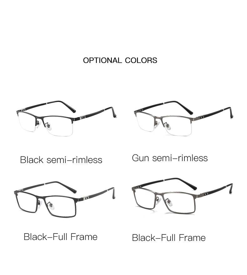 Aidien Men's Custom Lens Semi-Rimless Alloy Frame Eyeglasses AR5055 - Lightweight & Durable Glasses for Work, Reading & Everyday Use