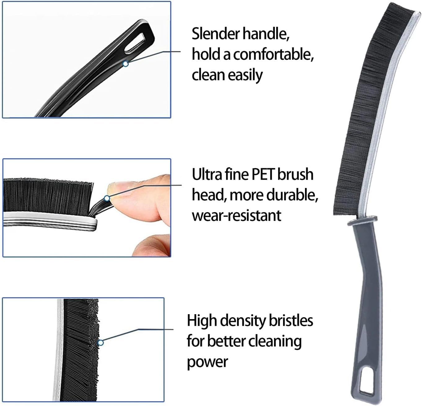 3PC Multi-Purpose Gap Cleaning Brush Set for Deep Cleaning - Window Tracks, Bathroom Tiles, Kitchen Corners & Hard-to-Reach Areas | Perfect for Home Cleaning Supplies & Household Maintenance