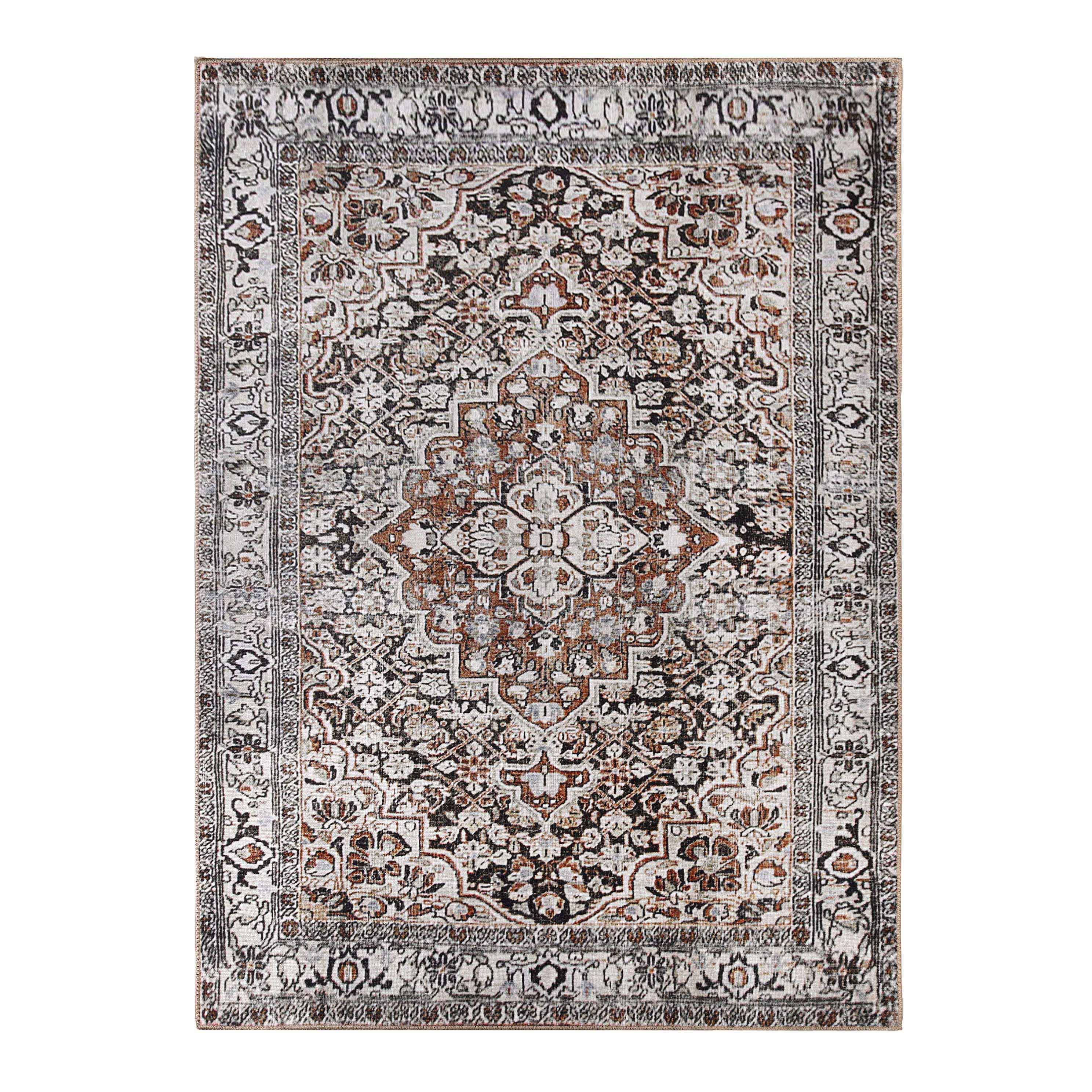 Elodi Geometric Floral Medallion Rug - Large Indoor Area Rug for Living Room, Bedroom, Dining Room | Non-Slip Soft Boho Home Decor