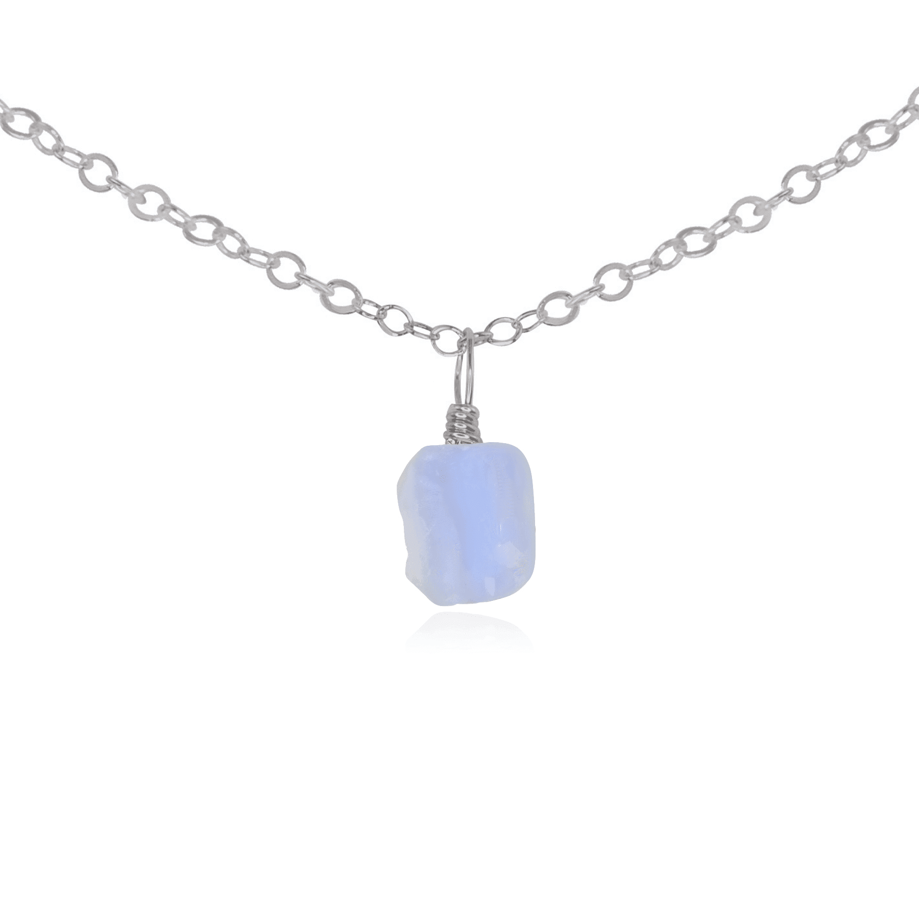 Tiny Rough Blue Lace Agate Gemstone Pendant Choker Necklace - Natural Stone Jewelry for Women, Boho Style Layering Piece - Perfect for Everyday Wear, Gift Giving & Spiritual Healing