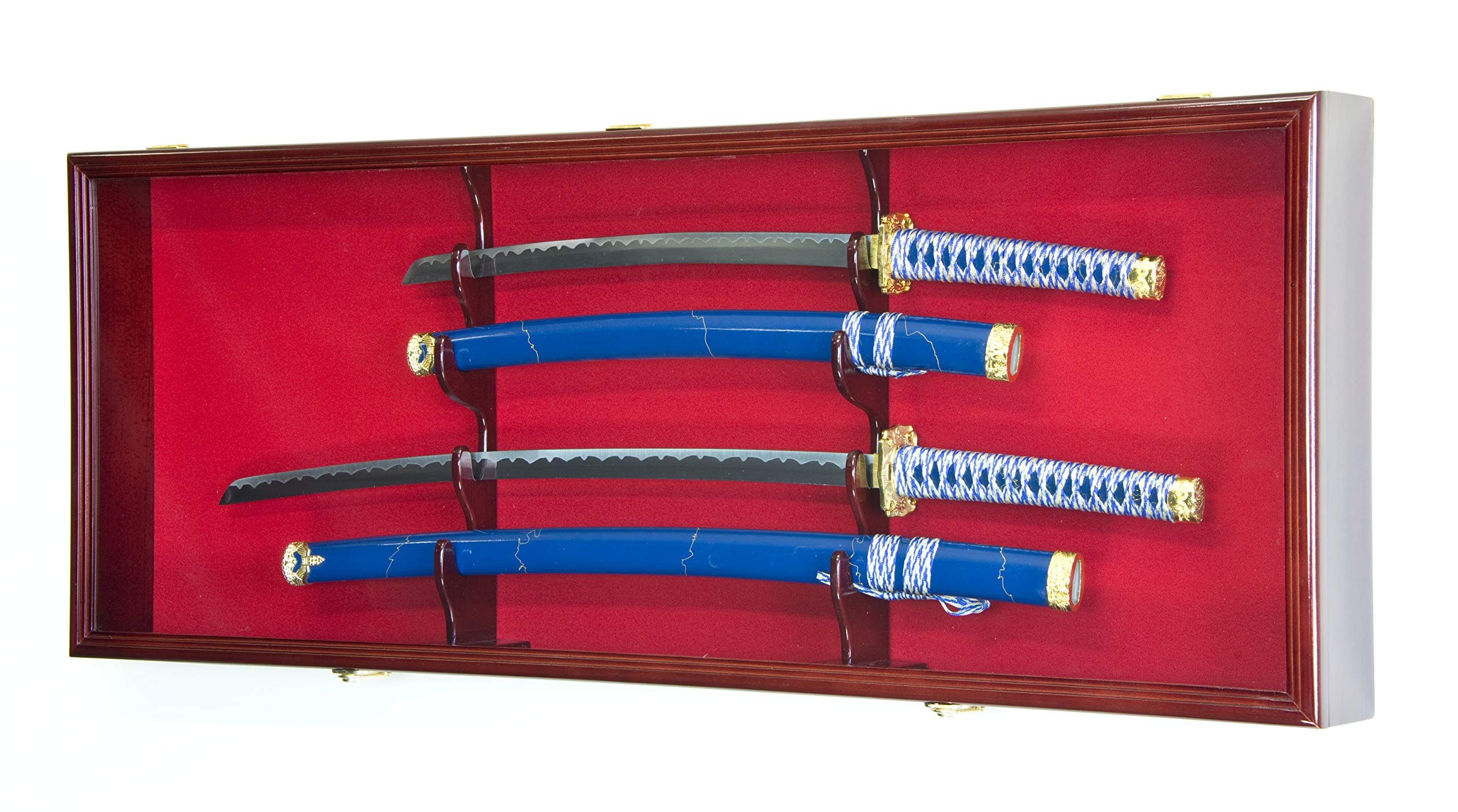 2-Piece Sword Display Case Cabinet - Lockable Wall Mount Stand with 98% UV Protection for Katana, Samurai & Collectible Swords - Perfect for Home Decor, Martial Arts Studios & Collector Showcases