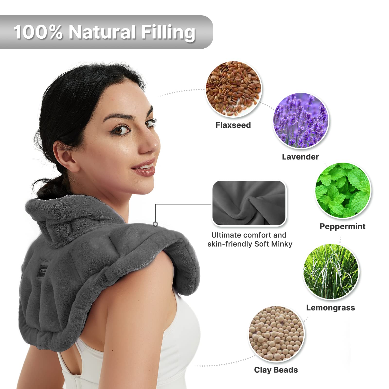 Microwave Neck and Shoulder Heating Wrap - Soothing Pain Relief Pad for Muscle Relaxation - Perfect for Home, Office, and Travel Use