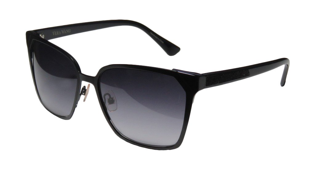 Vera Wang PETALINE Sunglasses 57mm - Classic Black Cat Eye Frame for Women | Perfect for Outdoor Activities, Beach, Driving & Fashion Accessories