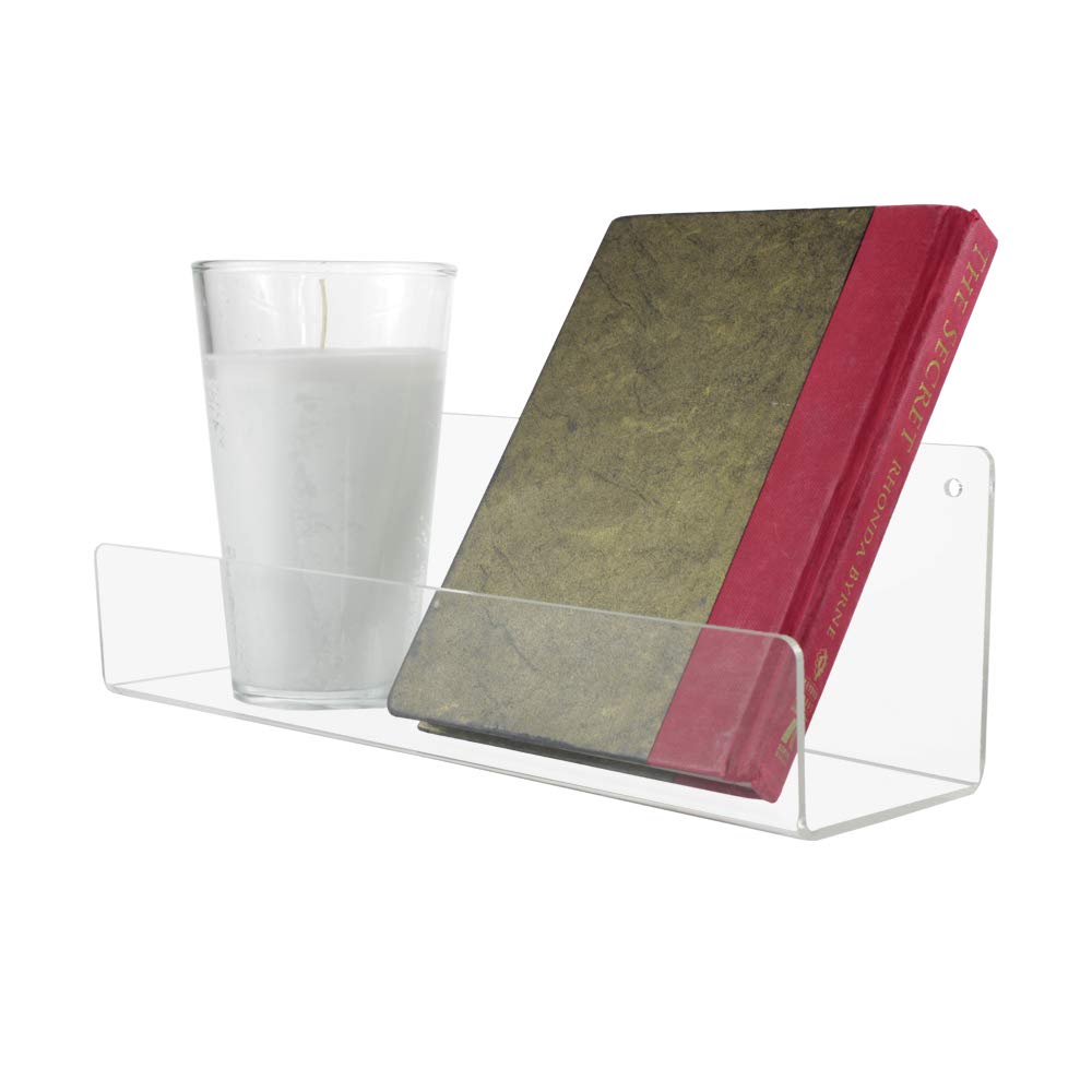 Source One Premium Clear Acrylic Floating Wall Mount Shelves - 36 Inch, Pre-Drilled for Easy Installation - Perfect for Books, Magazines & Displaying Collectibles - Ideal for Living Room, Bedroom & Office Organization