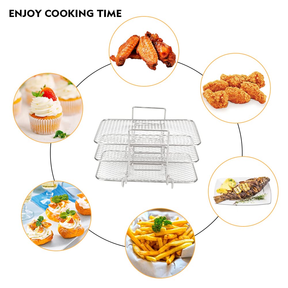304 Stainless Steel Air Fryer Accessories - Compatible with Ninja Dual Air Fryer DZ201 / DZ401 / AF300UK - Multi-Purpose Air Fryer Basket for Healthy Cooking - Perfect for Roasting, Baking, and Air Frying