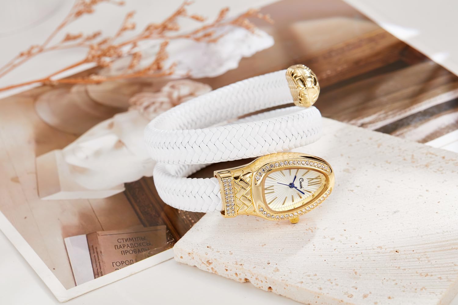 Luxury Snake Cuff Bracelet Watch for Women - Elegant Snake Shaped Wristwatch with Stainless Steel Band | Perfect for Evening Parties, Date Nights & Fashion Accessories