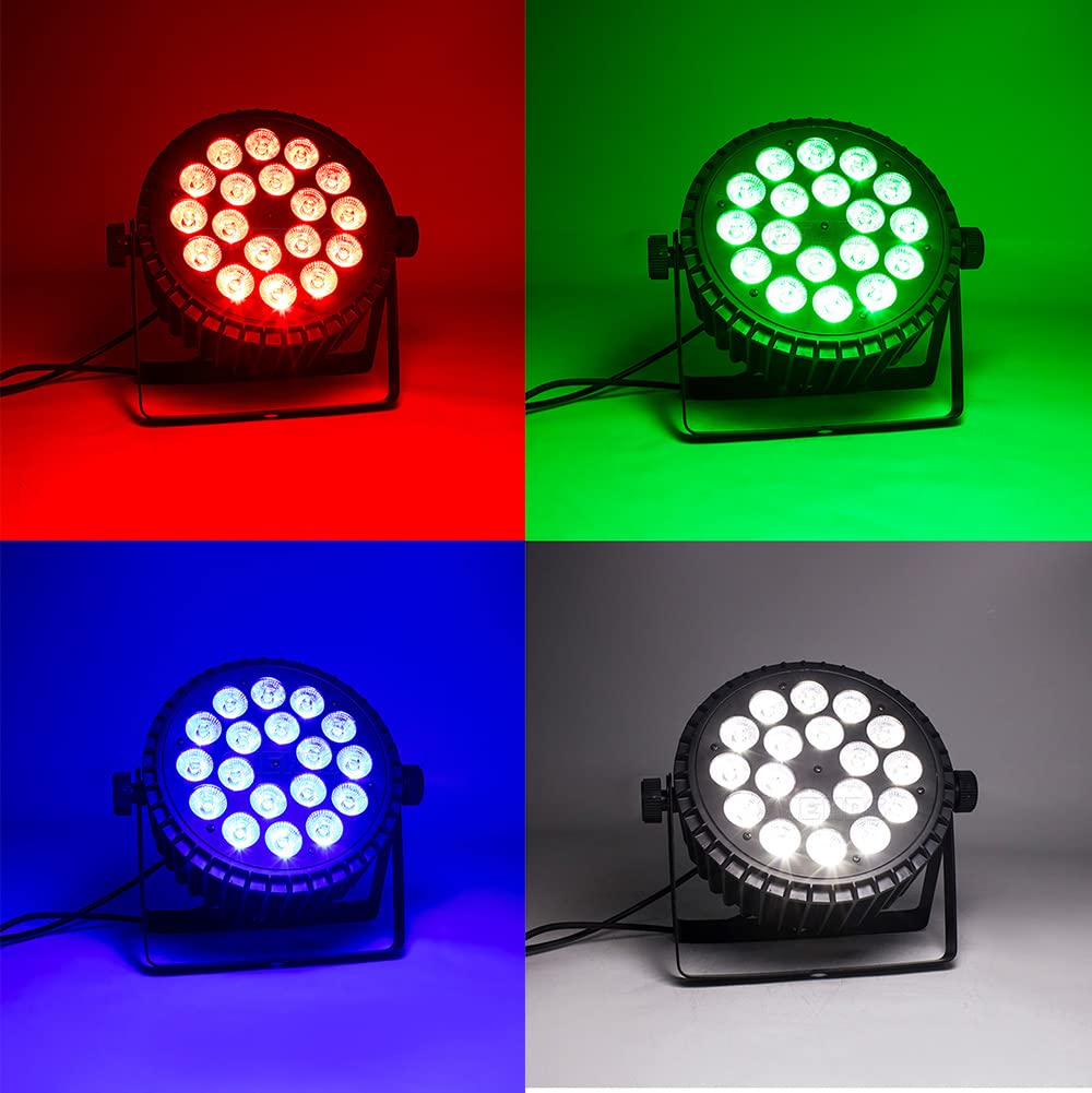 SHEHDS 18x12W RGBW 4-in-1 LED Par Can Lights - DMX512 Stage Wash/Strobe Lighting with Sound Activation - Aluminum Shell Uplights for DJ, Club, Wedding, Christmas & Halloween Parties