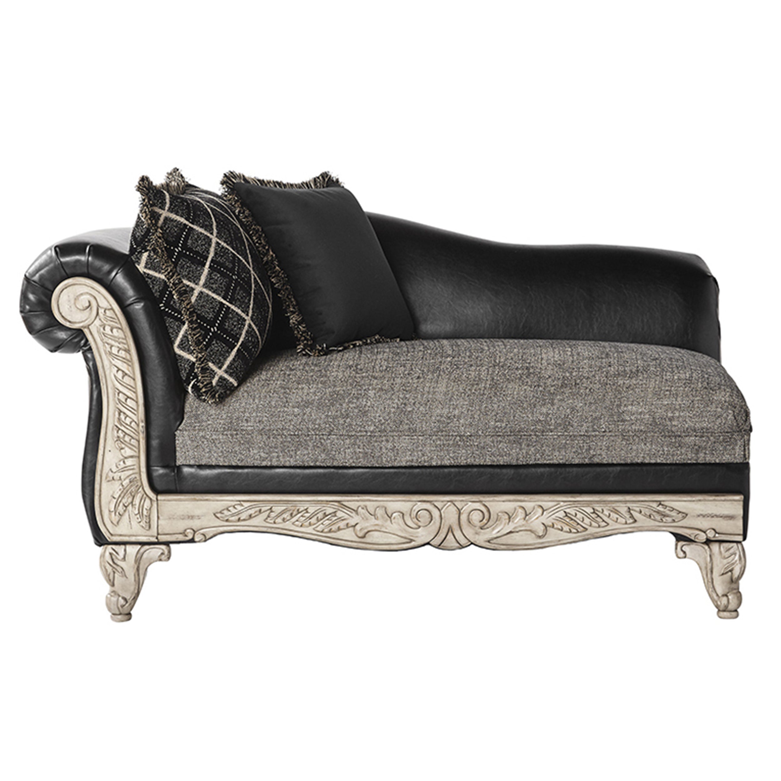 San Marino 2-Tone Fabric and Wooden Frame Chaise Lounge - Ebony Finish | Modern Living Room Furniture for Relaxation & Stylish Home Decor