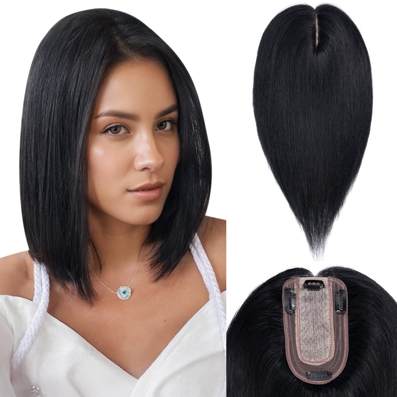 Benehair Clip-in Human Hair Topper for Women with Thinning Hair - 12