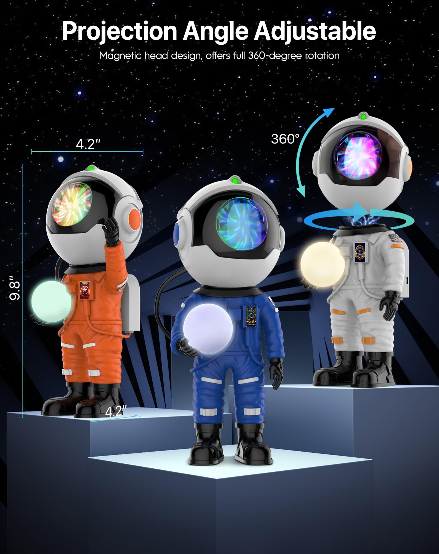 Rossetta Astronaut Galaxy Projector - Starry Night Light for Bedroom & Kids Room with Timer & Remote Control | Space-Themed Room Decor, Home Decoration & Unique Gift for Adults, Teens (Christmas, Birthday) | Perfect for Relaxation, Meditation & Creating a Dreamy Atmosphere