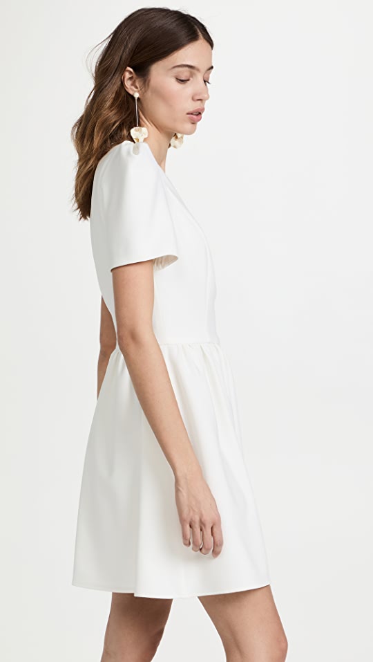 Black Halo Chadwick Short Sleeve Round Neck Mini Dress for Women | Elegant Cocktail Party & Summer Casual Wear | Flattering A-Line Fit for Date Night & Office Outfits