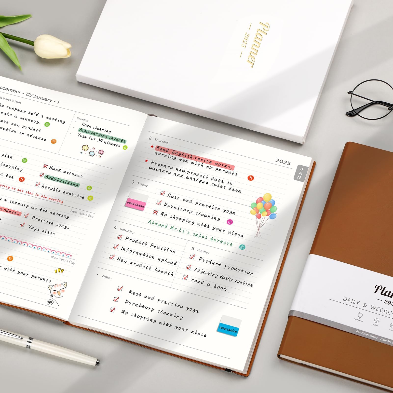 2025-2026 Planner - Weekly & Monthly Calendar Organizer (Jan 2025-Mar 2026) | A4 Size 8.5