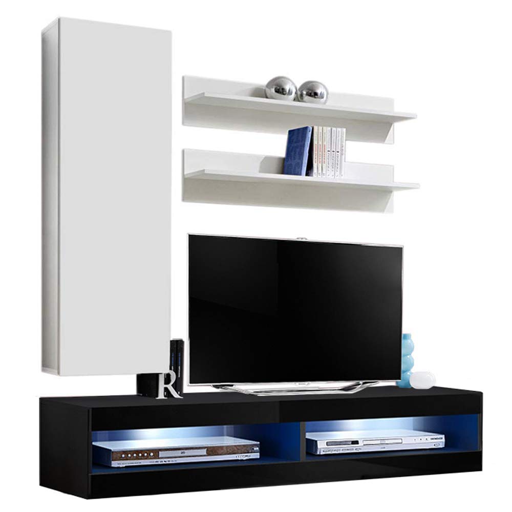 Modern Floating TV Stand with Storage & LED Lights - Wall-Mounted Entertainment Center for Bedroom & Living Room - 34