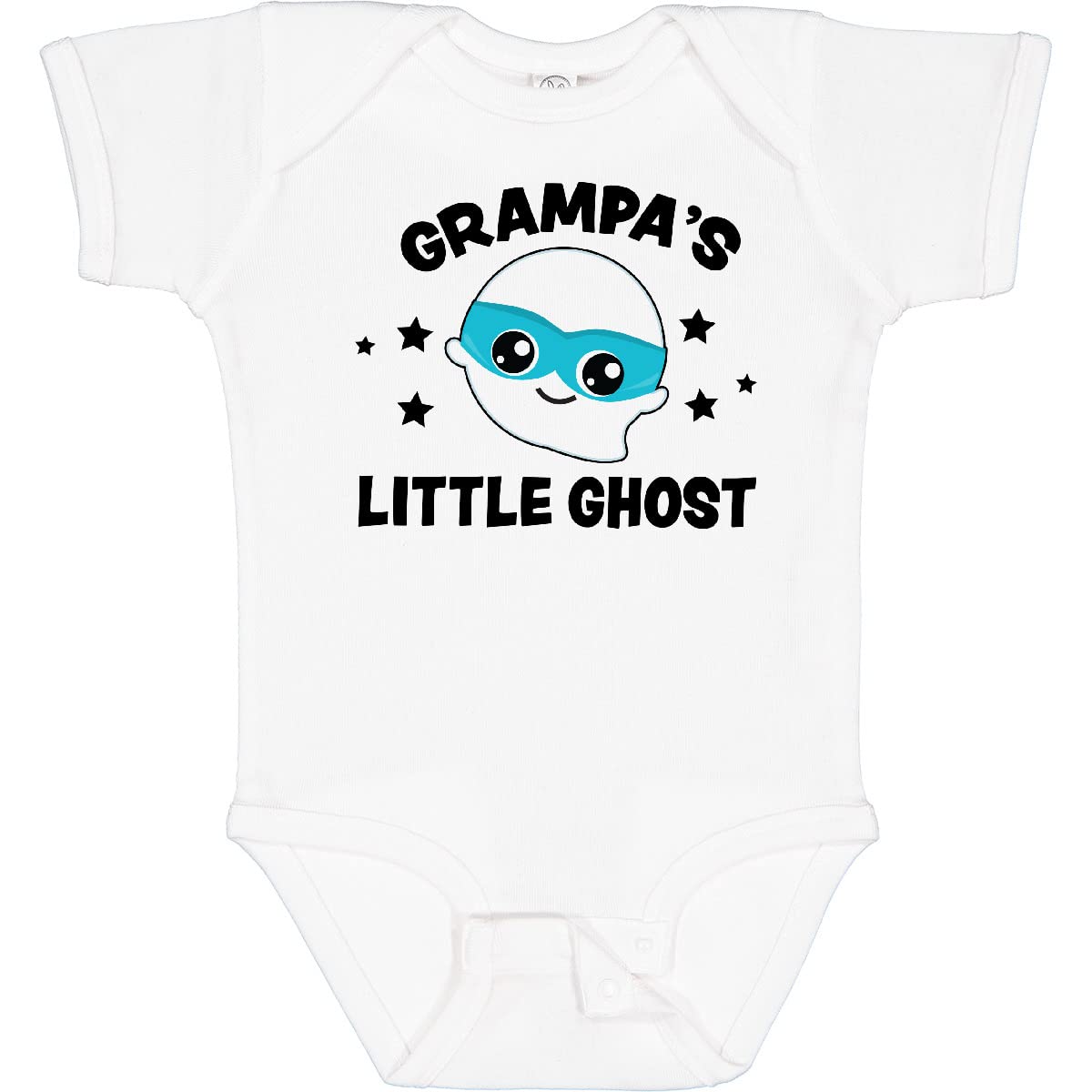 Inktastic Cute Grandpa's Little Ghost with Stars Baby Bodysuit - Soft Cotton Infant Onesie for Halloween, Family Photos & Casual Outfits