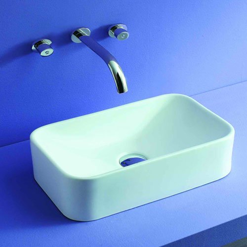 White Rectangular Ceramic Kitchen Sink - Durable Farmhouse Style Drop-In Bathroom Vanity Basin for Modern Homes & Renovations