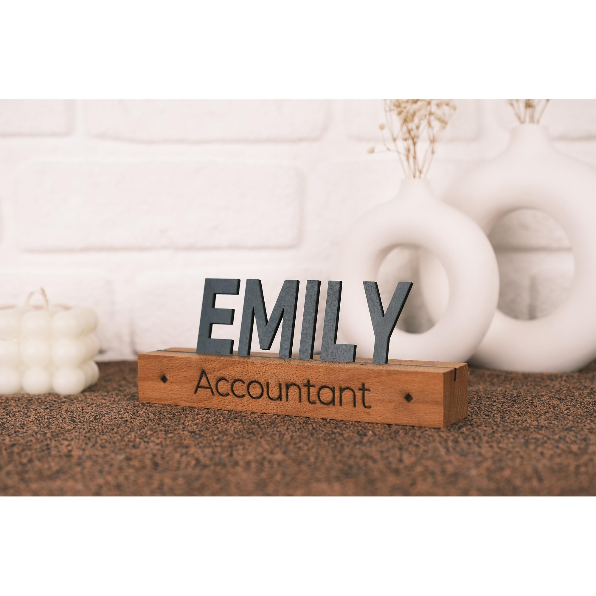Custom Gold Acrylic on Black Wood Personalized Desk Name Plate - Elegant Office Desk Sign for Professionals | Perfect for Corporate Gifts, Executive Desks & Home Office Decor
