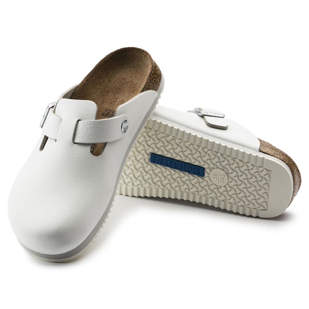 Birkenstock Women's Boston Soft Footbed Clogs - Iron Oil Leather Narrow Fit (EU 36) | Comfortable Slip-On Shoes for Nurses, Chefs & Indoor/Outdoor Wear