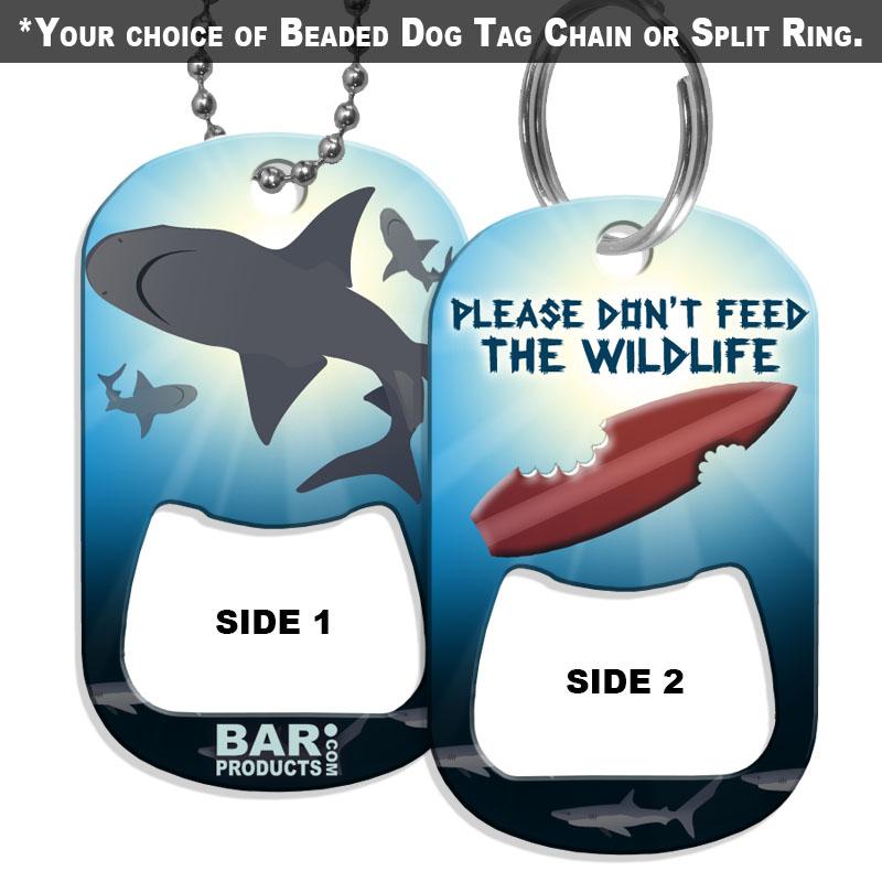 Shark Attack Dog Tag Bottle Opener - Military Style Keychain for Beer & Soda - Perfect for Outdoor Camping, BBQs & Parties
