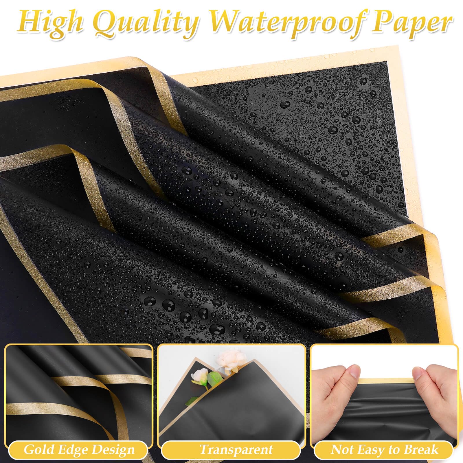 Waterproof Floral Wrapping Paper - 20 Sheets Bouquet Gift Wrap with 3D Butterflies & Ribbons for Wedding, Birthday, Florist Arrangements - Perfect for DIY Flower Bouquets, Gift Packaging and Special Occasions