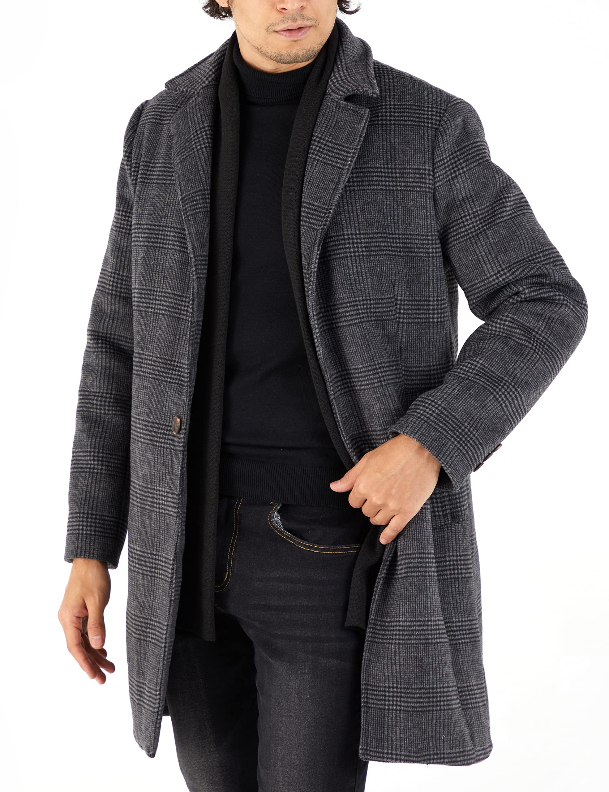 WULFUL Men's Slim Fit Wool Trench Coat - Warm Winter Overcoat for Business, Office & Formal Occasions
