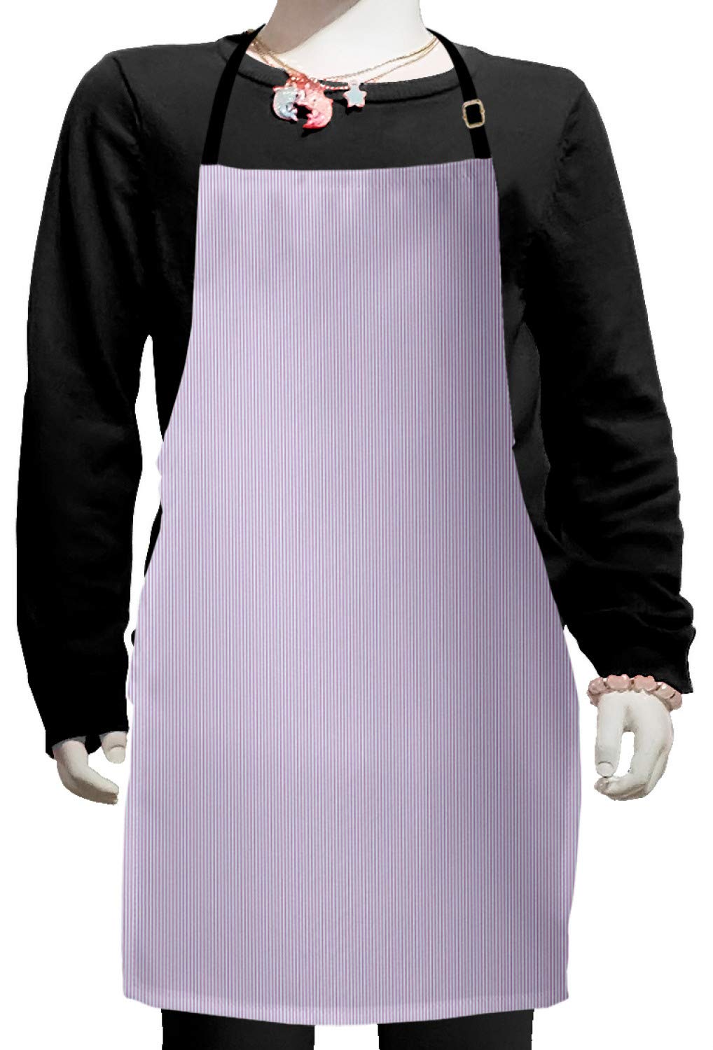 Ambesonne Pinstripe Apron - Pastel Blue & Lavender Striped Adjustable Baking & Painting Apron for Women - Perfect for Kitchen, BBQ, Art Classes & DIY Crafts
