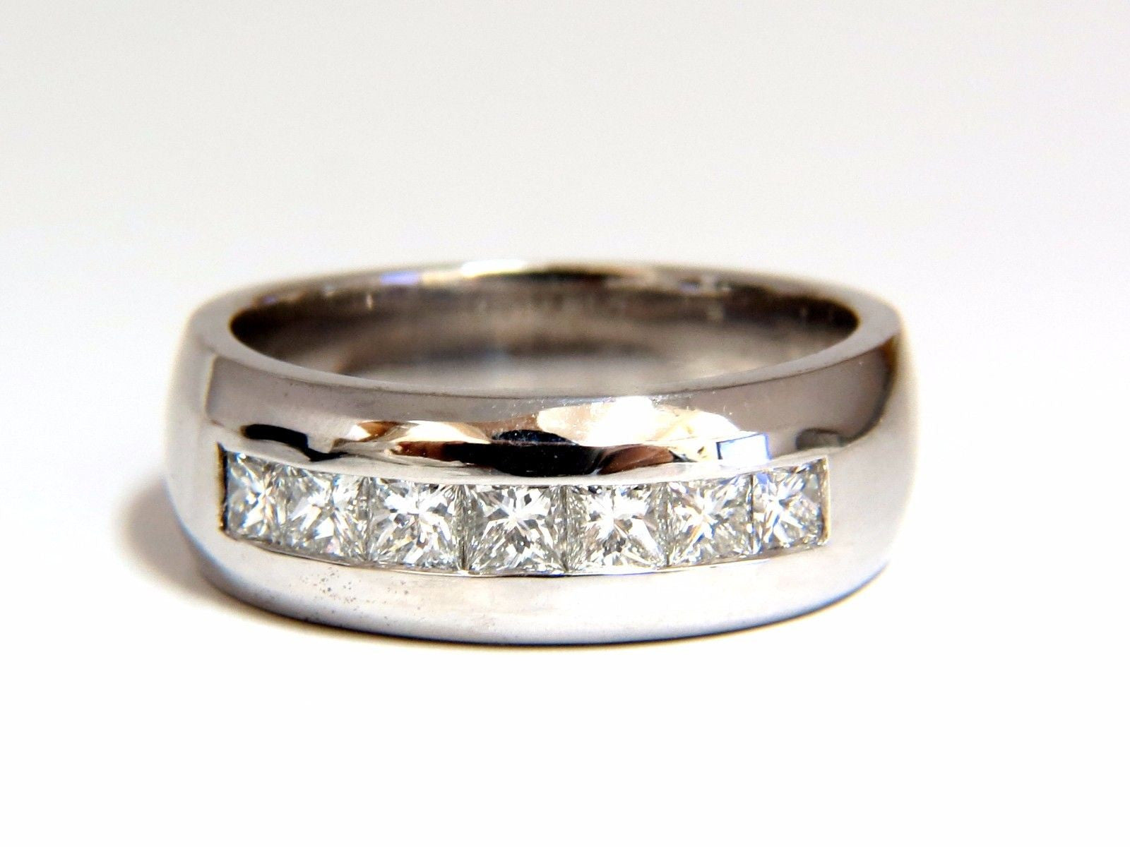 1.18ct Natural Princess Cut Diamond Wide Band Ring - 14K White Gold 7.8mm Channel Set Wedding Band for Women, Perfect for Engagement, Anniversary & Special Occasion Gifts