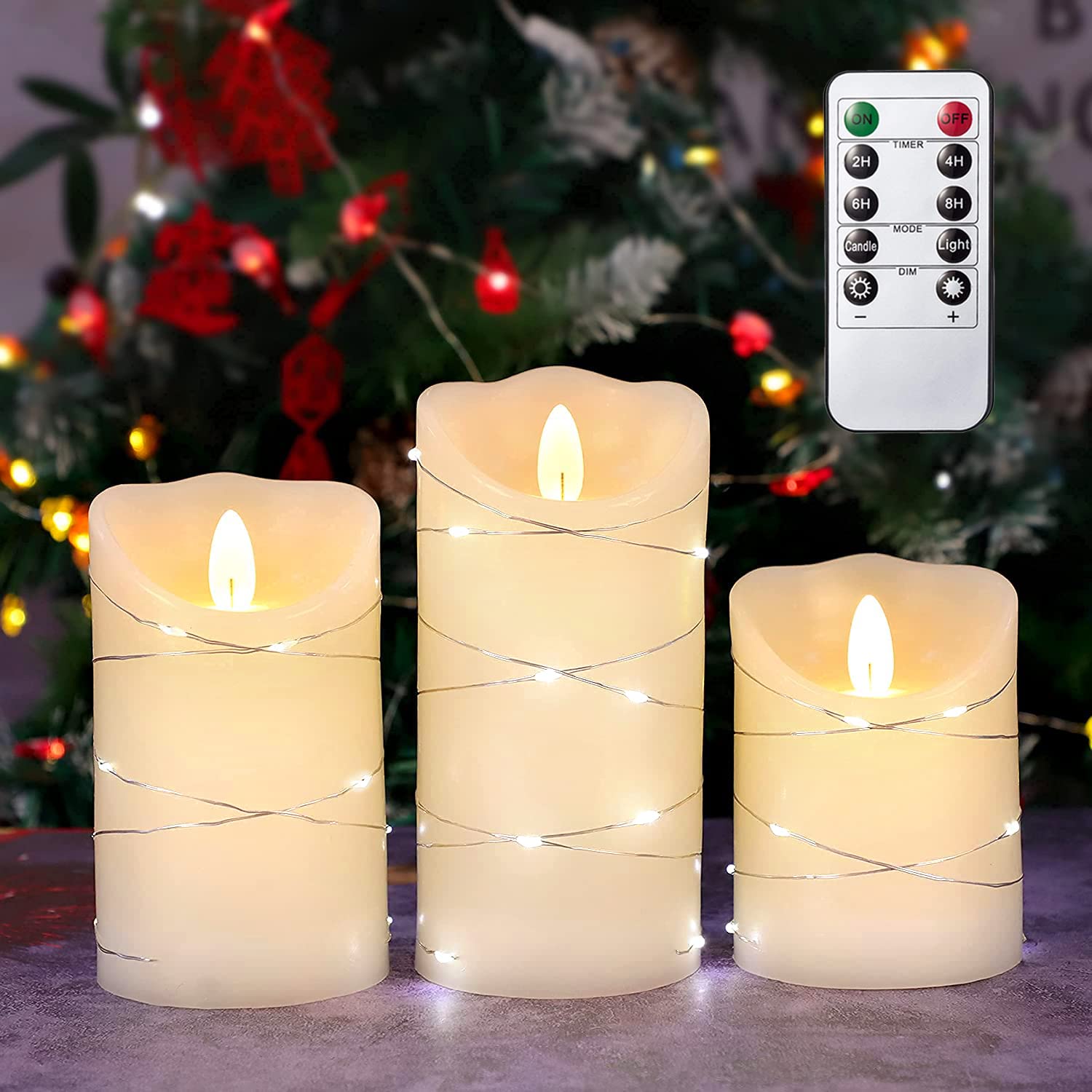FLAVCHARM LED Flameless Candles with Remote Timer - Set of 3 for Wedding, Party & Home Decor