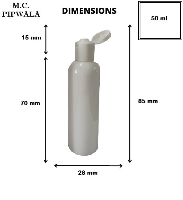 50ml Milky White PET Plastic Flip Top Cap Squeeze Bottles - Leak Proof Cosmetic & Travel Containers (Pack of 12) | Perfect for Toiletries, DIY Beauty Products & Travel Essentials
