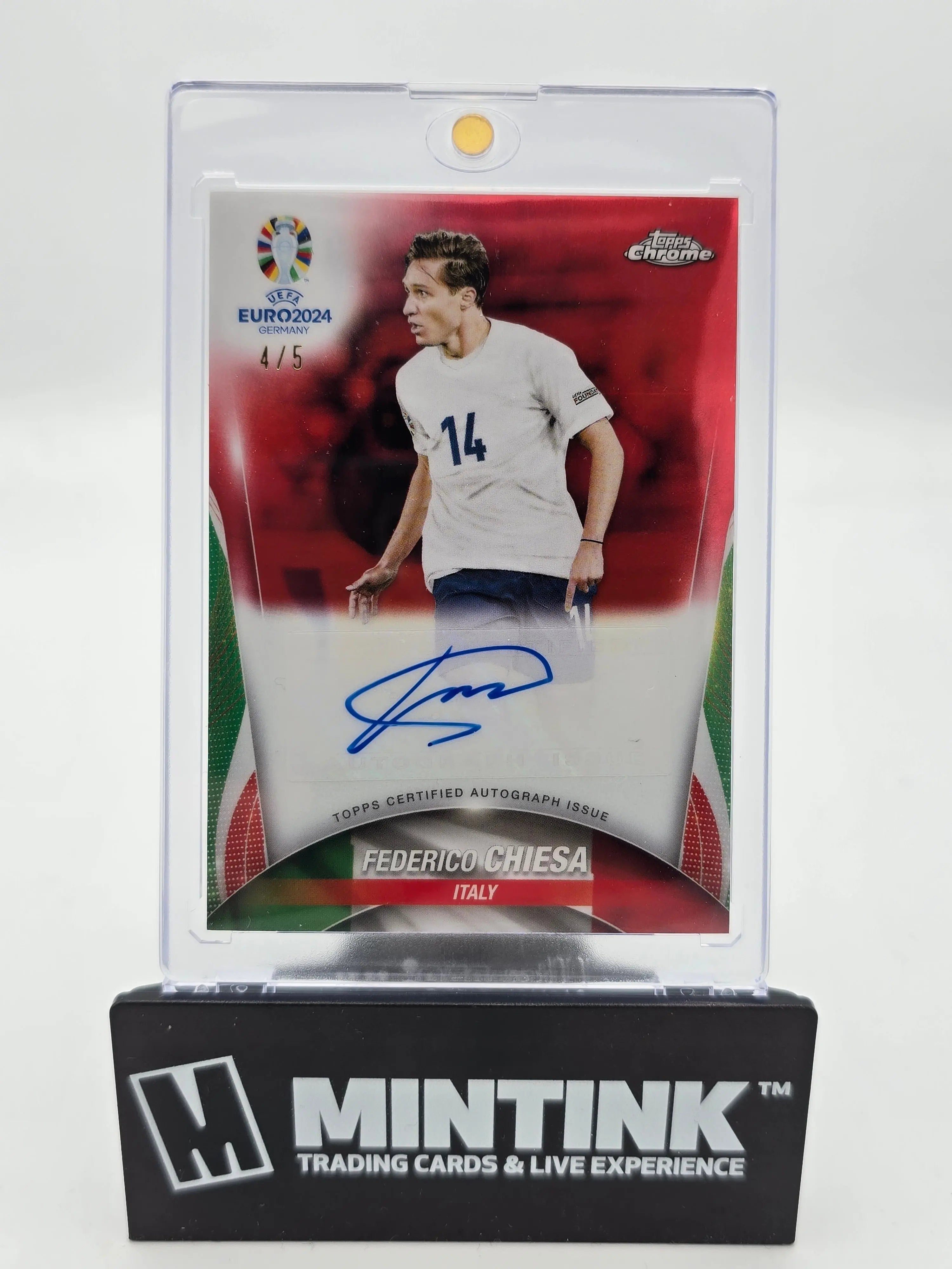 2024 Topps Chrome UEFA Euro '24 Federico Chiesa Red Auto Autograph /5 - Rare Soccer Trading Card for Collectors & Fans - Perfect for Sports Memorabilia Displays & Investment