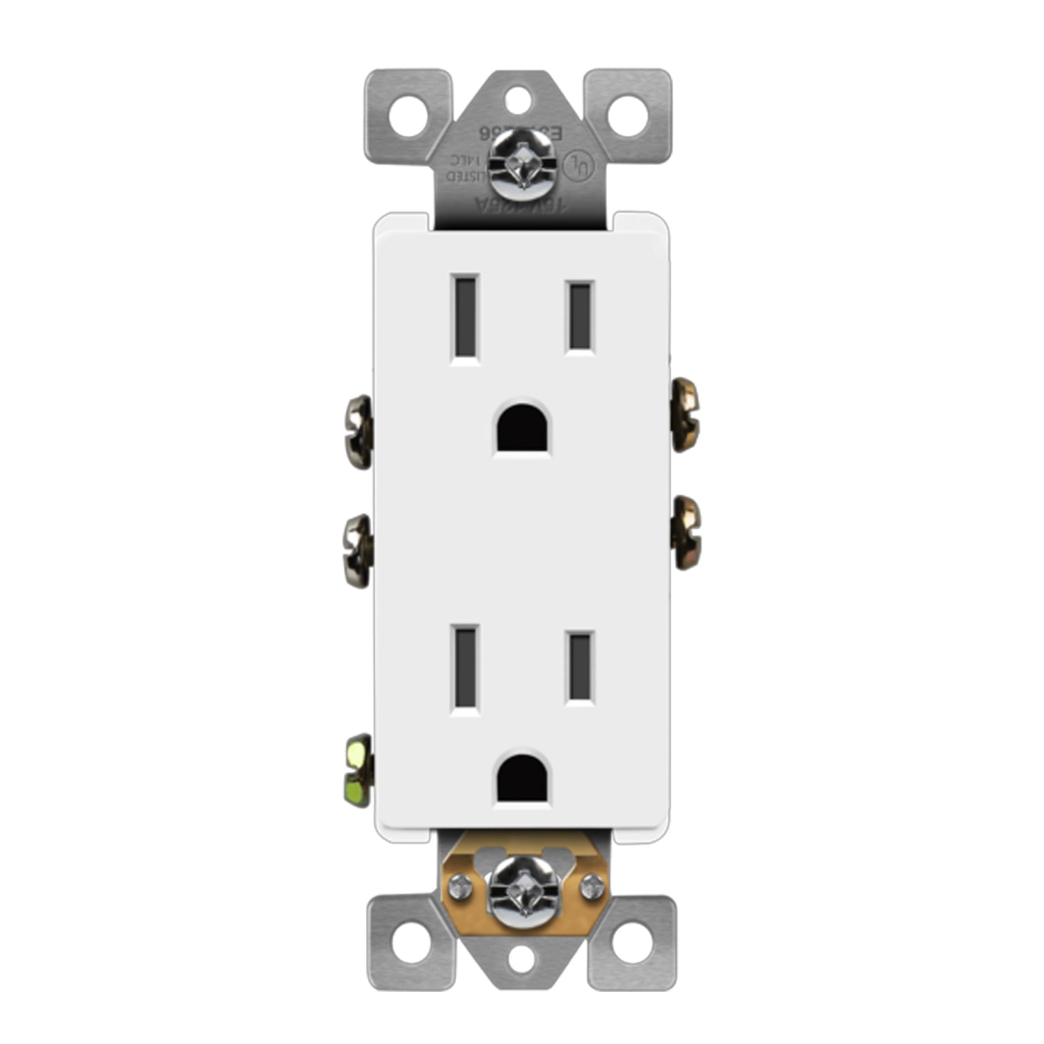 15 Amp Duplex Outlet - White Electrical Receptacle with Tamper-Resistant Design for Home, Office & Workshop Use