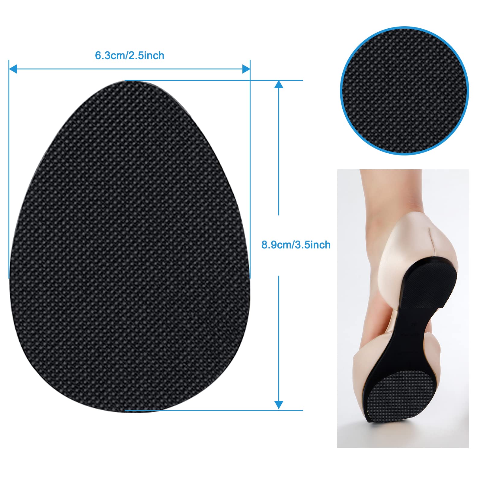 Non-Slip Shoe Pads for High Heels & Dress Shoes - 8pcs Self-Adhesive Anti-Slip Sole Protectors for Men & Women (Black) - Perfect for Slippery Floors, Parties & Work Events