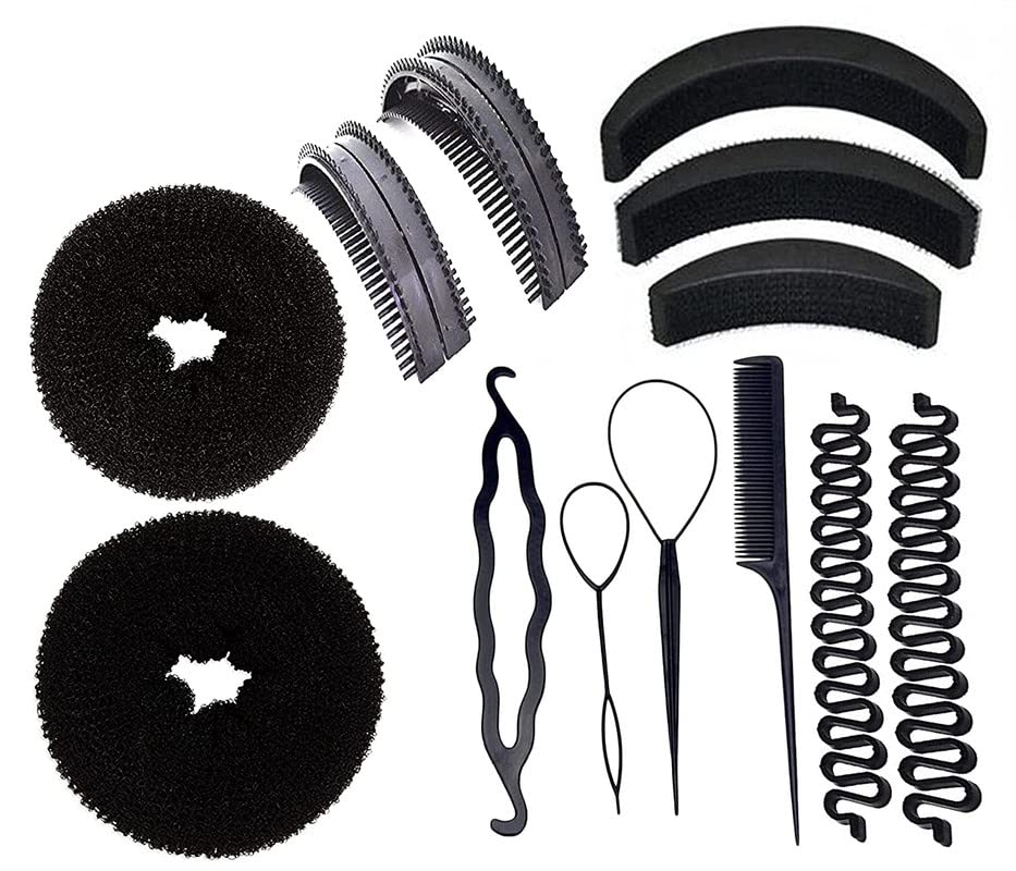 CHANDERKASH Professional Hair Styling Kit - 13 Piece Set with 4 Bun Makers, Puff Juda Bun Shaper & Messy Bun Scrunchie for Women | Perfect for Updos, Ponytails & Everyday Hairstyles | Salon-Quality Hair Accessories for Home & Travel Use