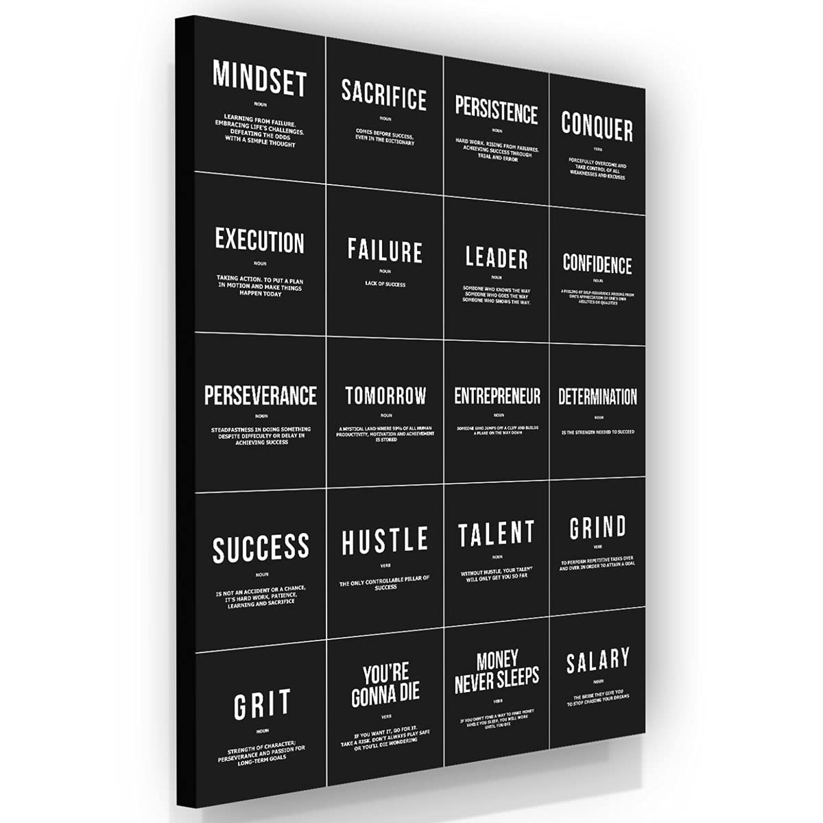 20x Entrepreneur Definitions Wall Art - Motivational Office Decor Canvas Print (40