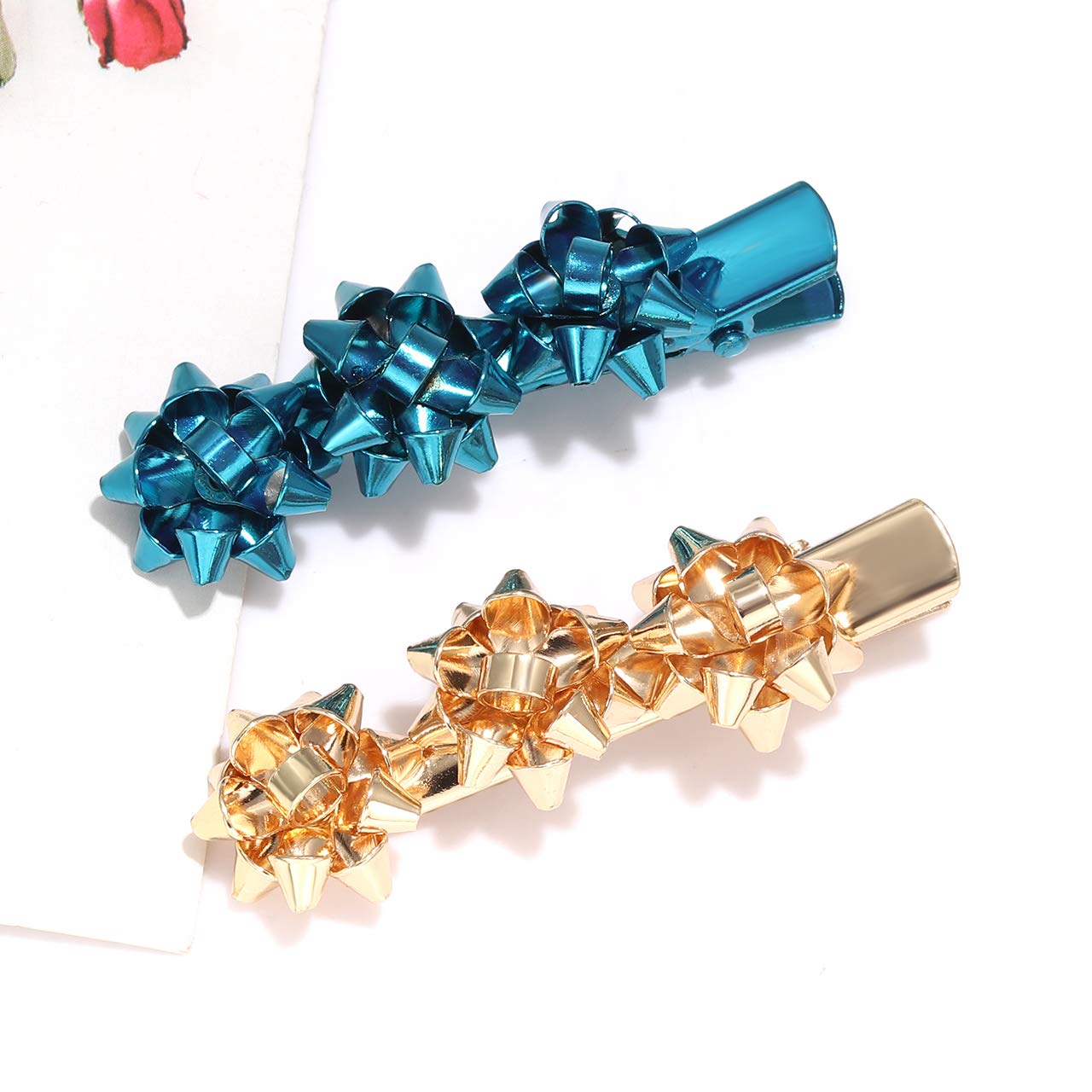 4PCS Christmas Bow Hair Clips for Women & Girls - Festive Xmas Hair Accessories, Alligator Clips Hairpins (Style B) - Perfect for Holiday Parties, Gifts & Christmas Outfits